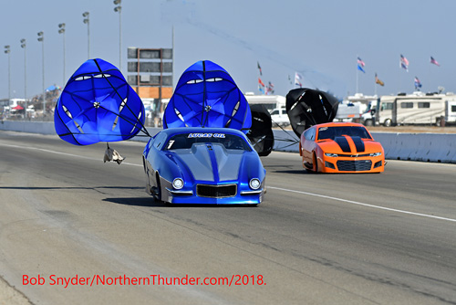 Ed Thornton - '70 Camaro - Pro mod (near lane) - Roger Holder - '17 Camaro - Pro Mod (far lane)